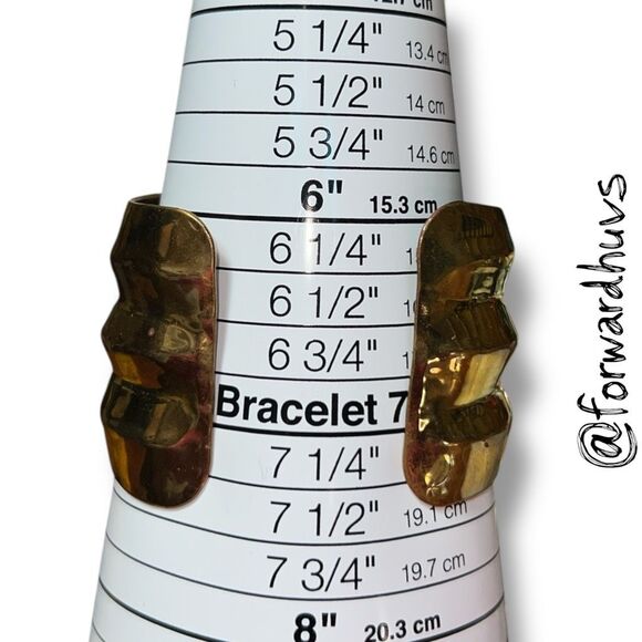 Bundle Sale 3 for $15 | Gold Tone Ribbed Cuff Bracelet – Textured Metal - Picture 4 of 6